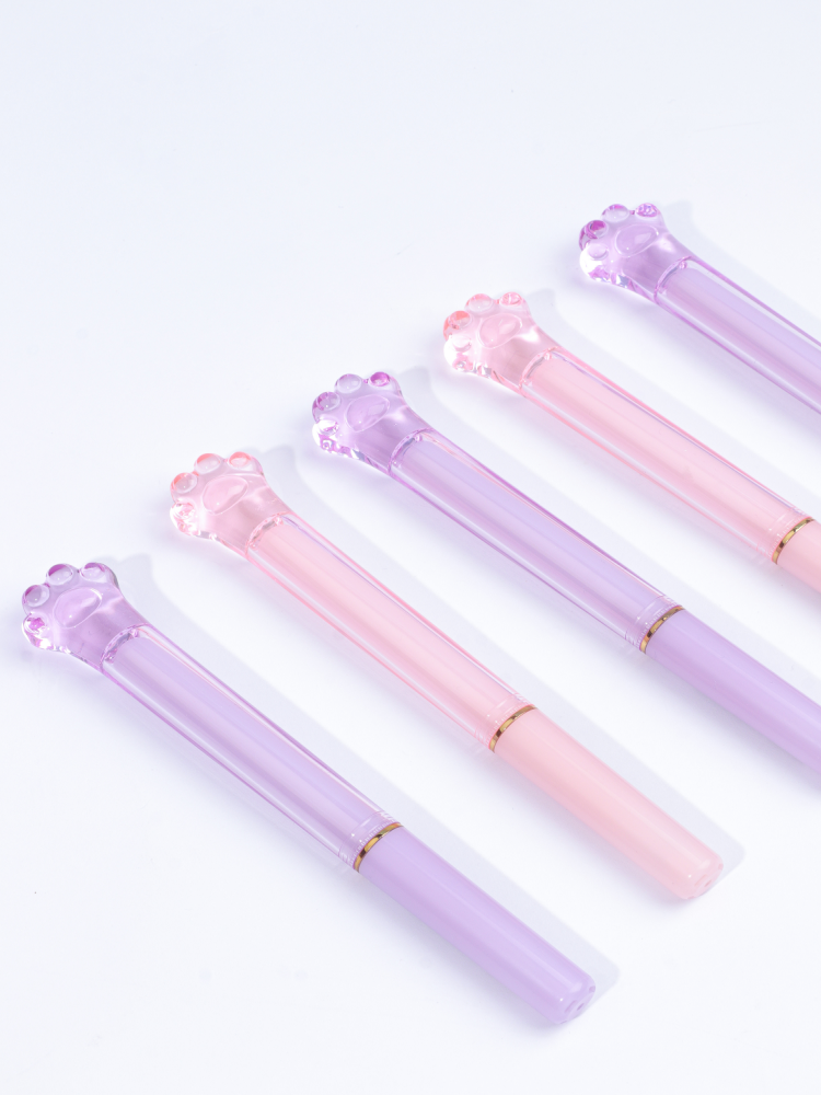 Crystal Lucky Cat Paw Lipstick Pen - Black Ink