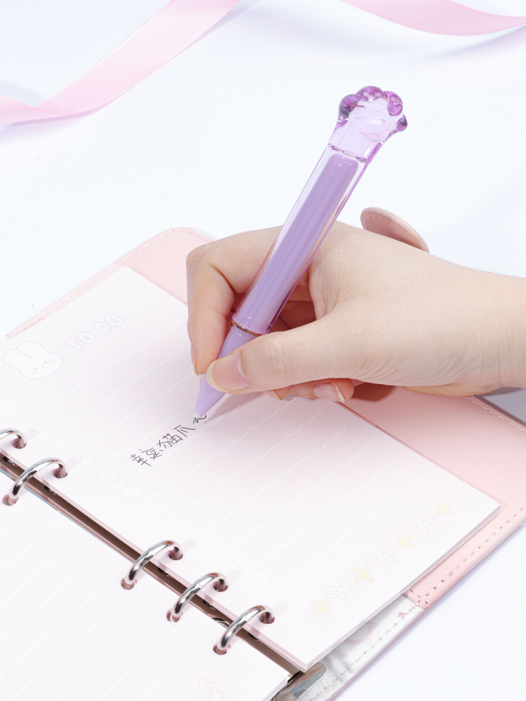 Crystal Lucky Cat Paw Lipstick Pen - Black Ink
