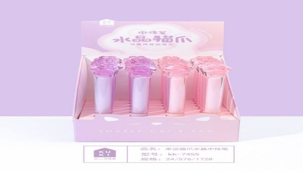 Crystal Lucky Cat Paw Lipstick Pen - Black Ink