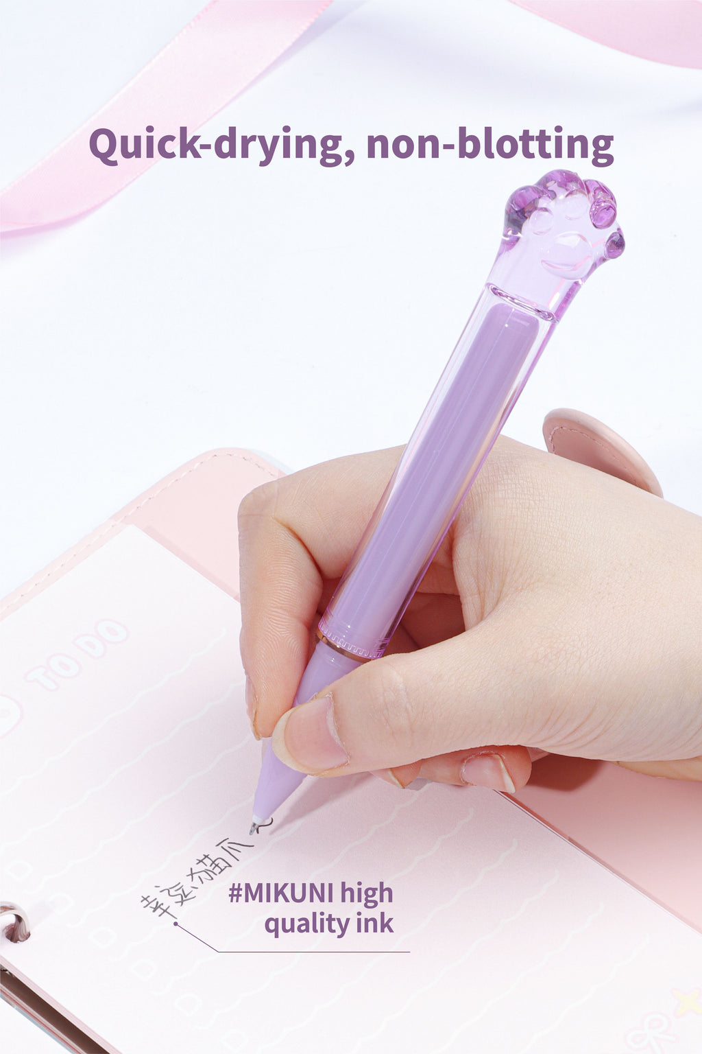 Crystal Lucky Cat Paw Lipstick Pen - Black Ink