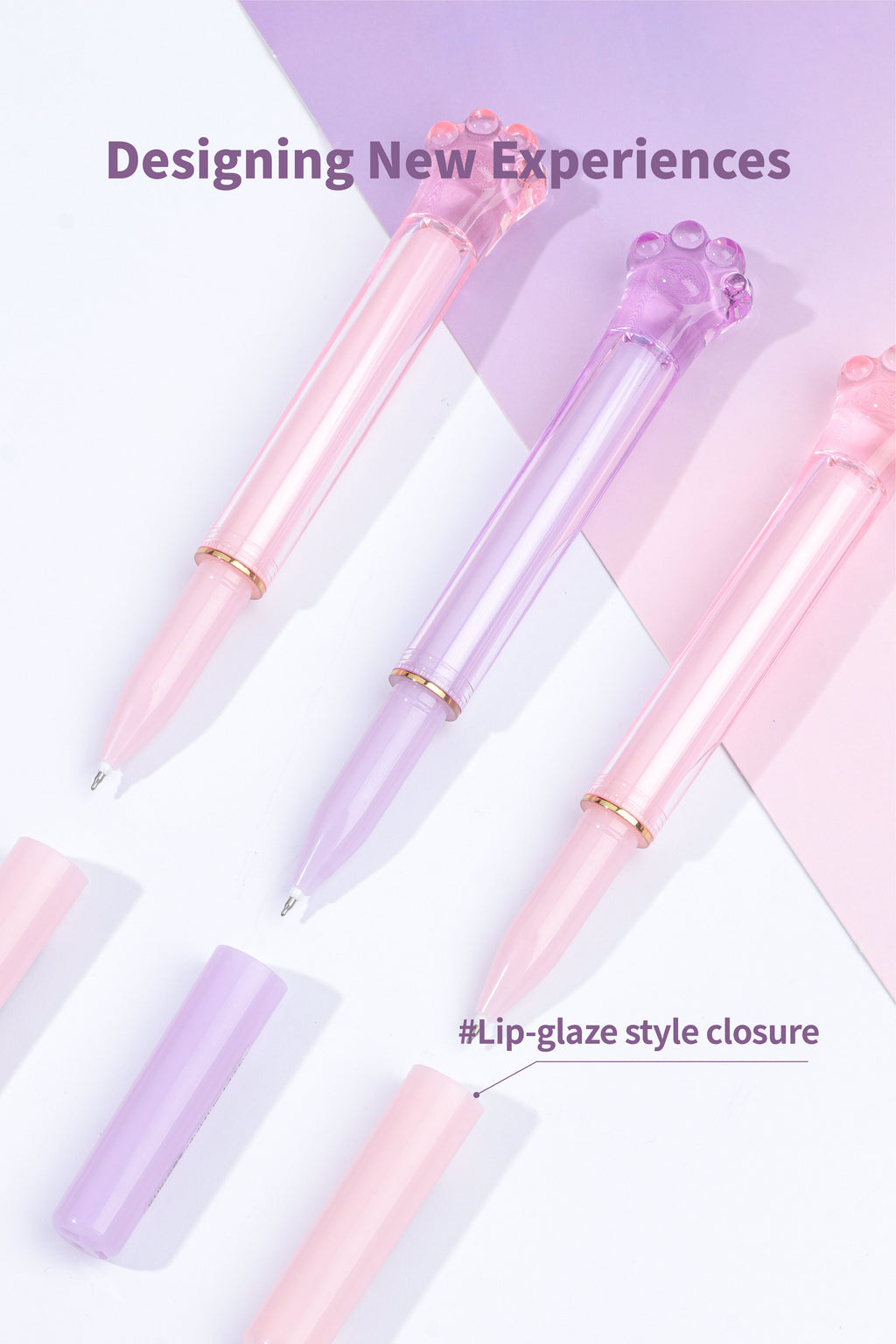 Crystal Lucky Cat Paw Lipstick Pen - Black Ink