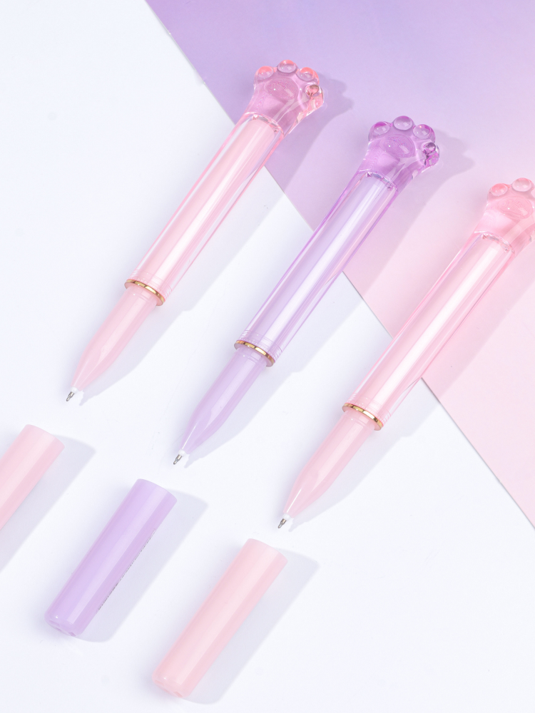 Crystal Lucky Cat Paw Lipstick Pen - Black Ink