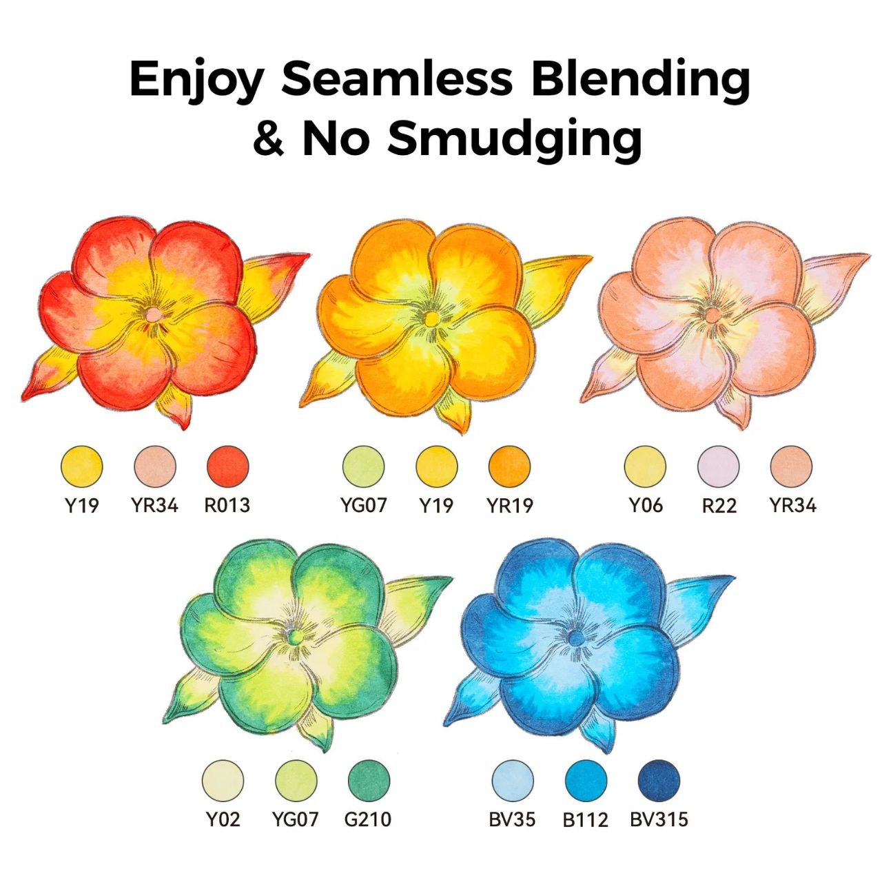 Ohuhu Honolulu Plus Series Supreme Rubber Brush Tip Markers - 36 Colors