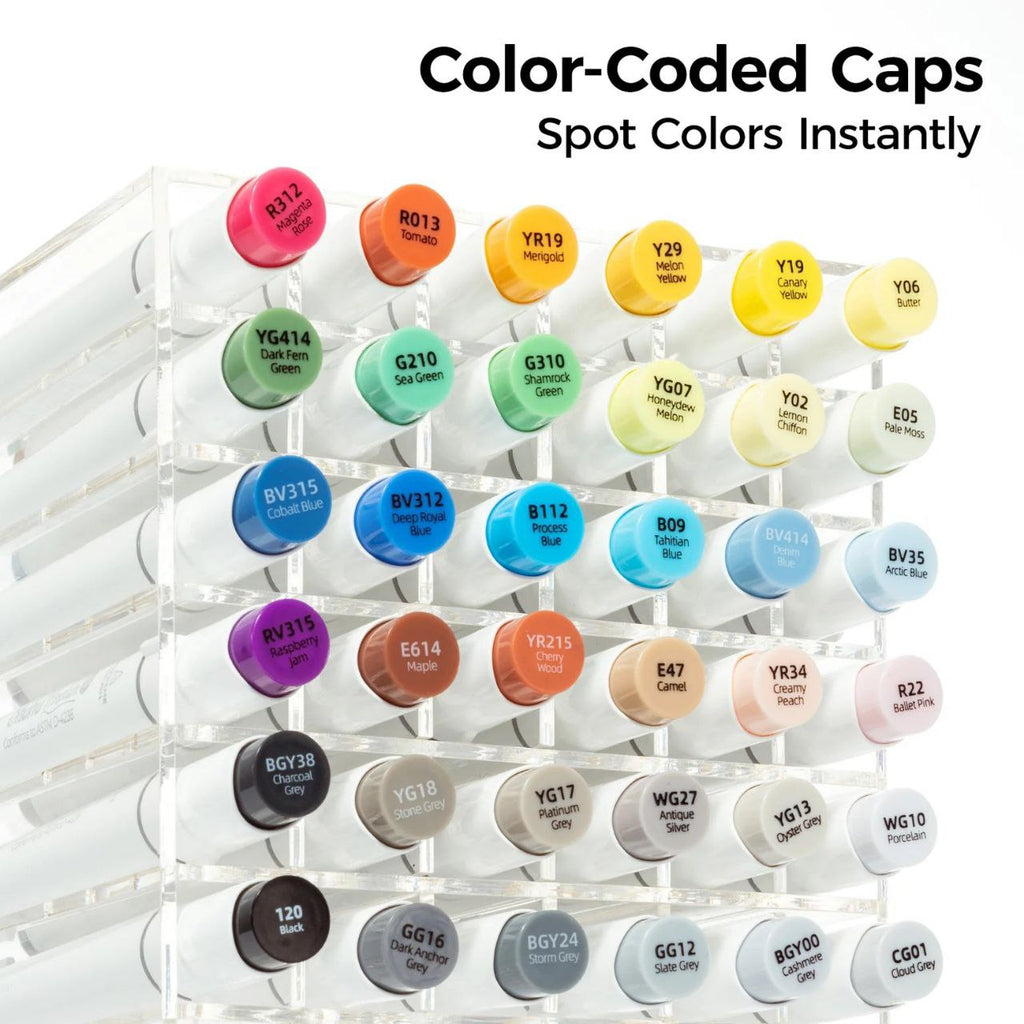 Ohuhu Honolulu Plus Series Supreme Rubber Brush Tip Markers - 36 Colors