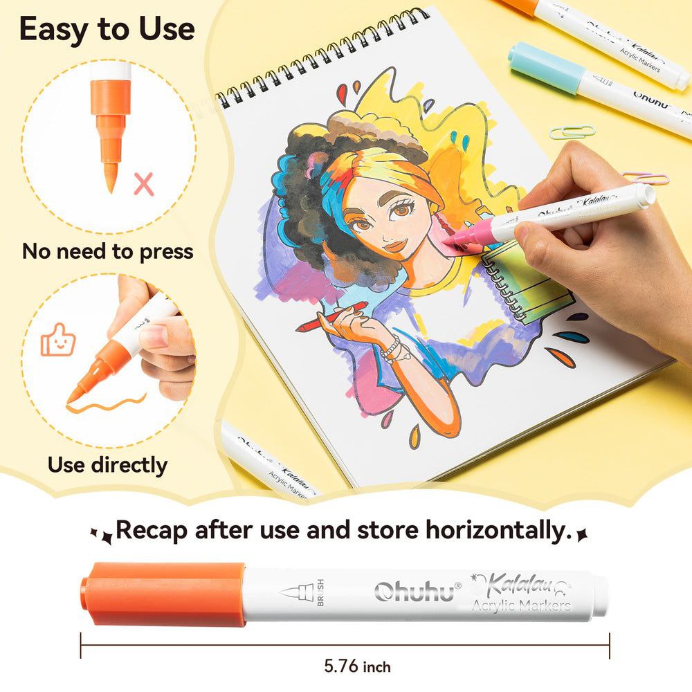 Ohuhu Cotton-Core Acrylic Markers 30 Colors - Kalalau