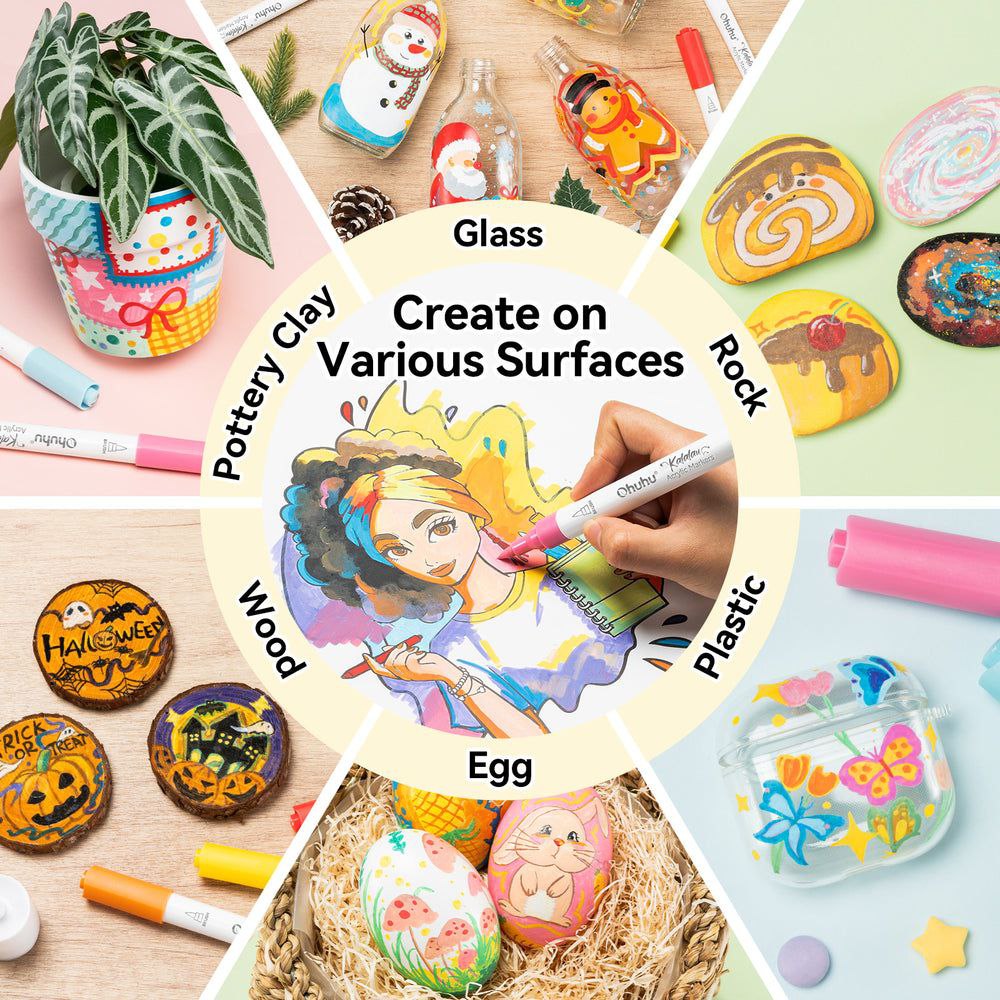 Ohuhu Cotton-Core Acrylic Markers 30 Colors - Kalalau