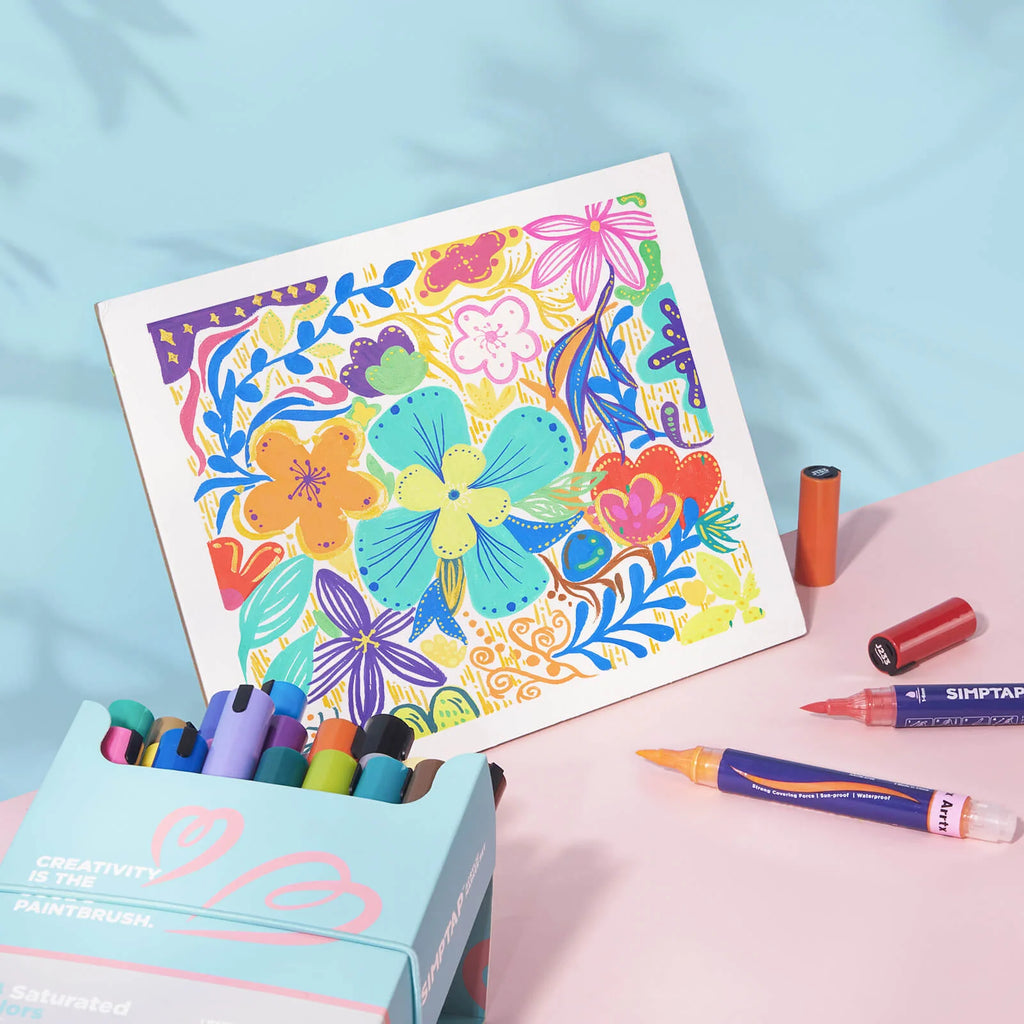 Arrtx Simptap Acrylic Markers 24 Colors Top Valve Action Paint Markers