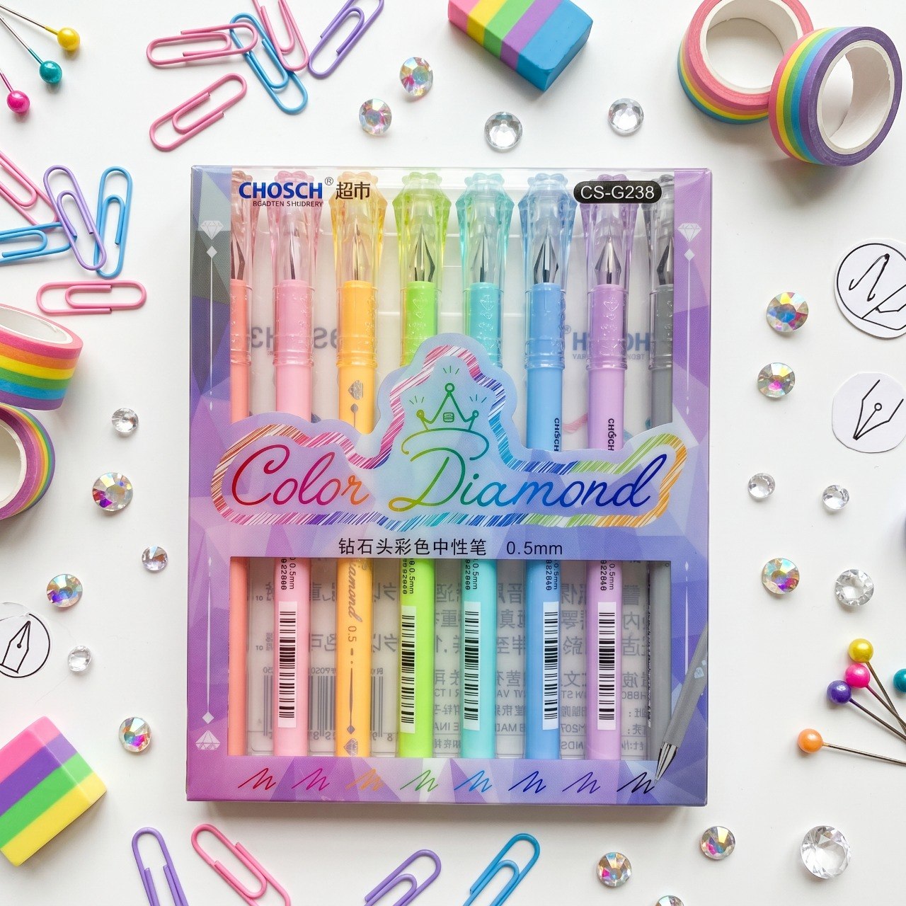 Diamond Gel Pen Set - 8 Colors