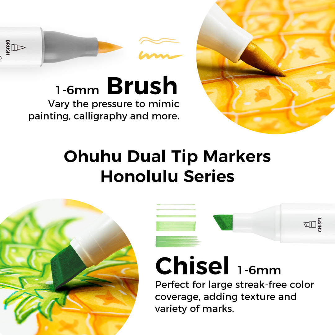 Ohuhu Honolulu 320 Colors Dual Tips Alcohol Art Markers (New Color Codes)