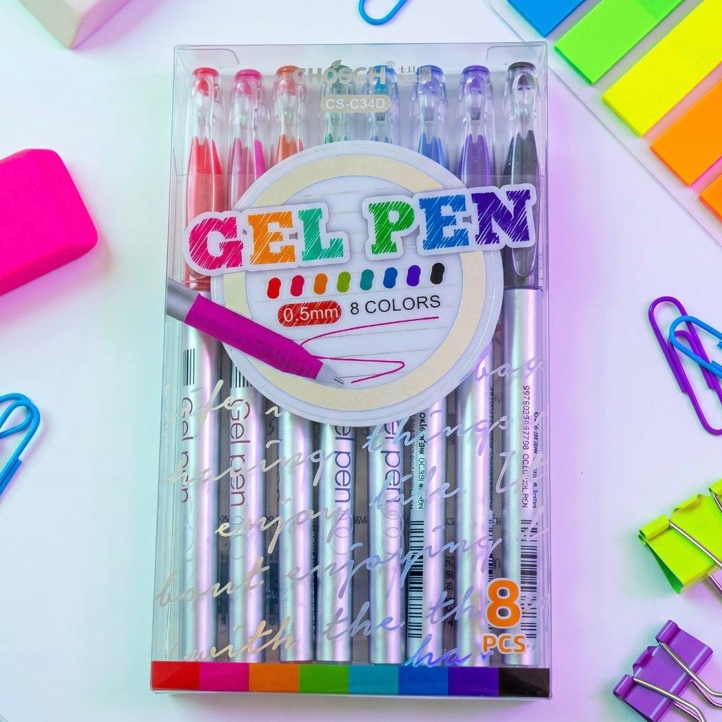 Neon Gel Pen Set - 8 Colors
